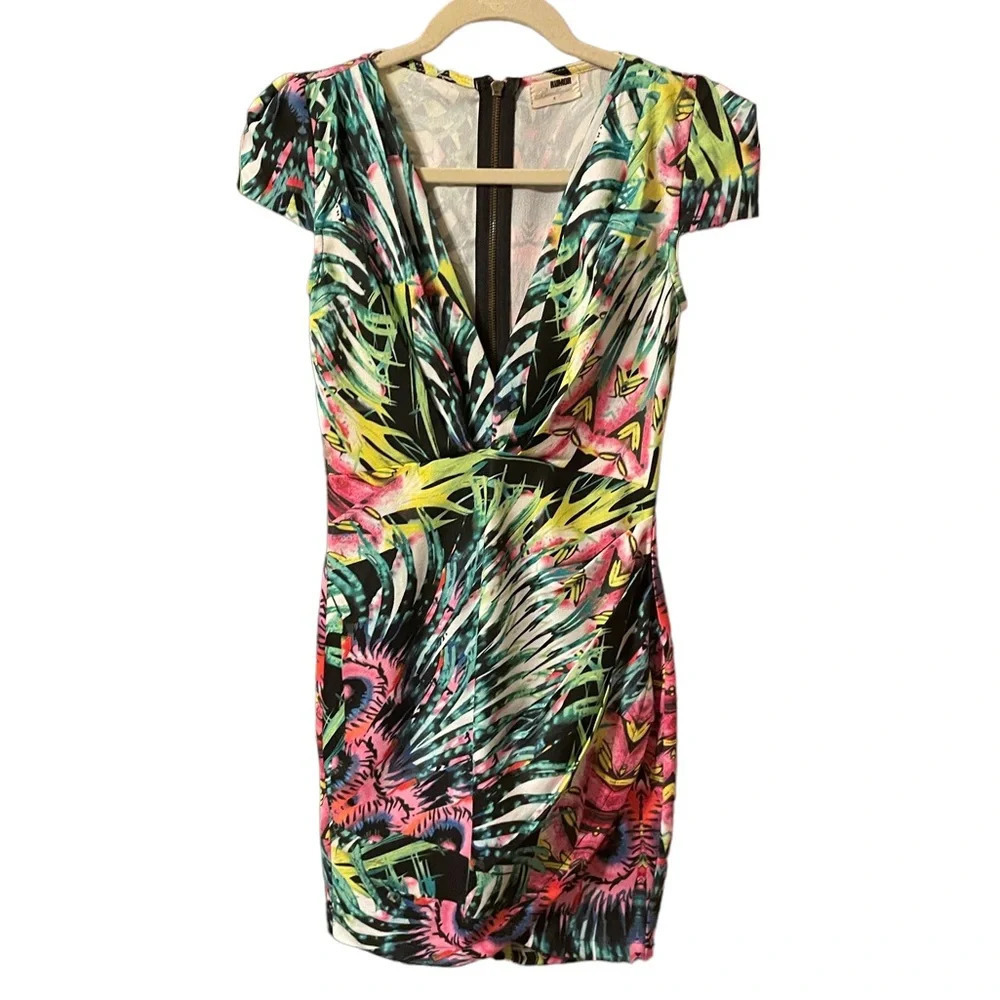 RUMOR BOUTIQUE TROPICAL CAP SLEEVE PARTY DRESS